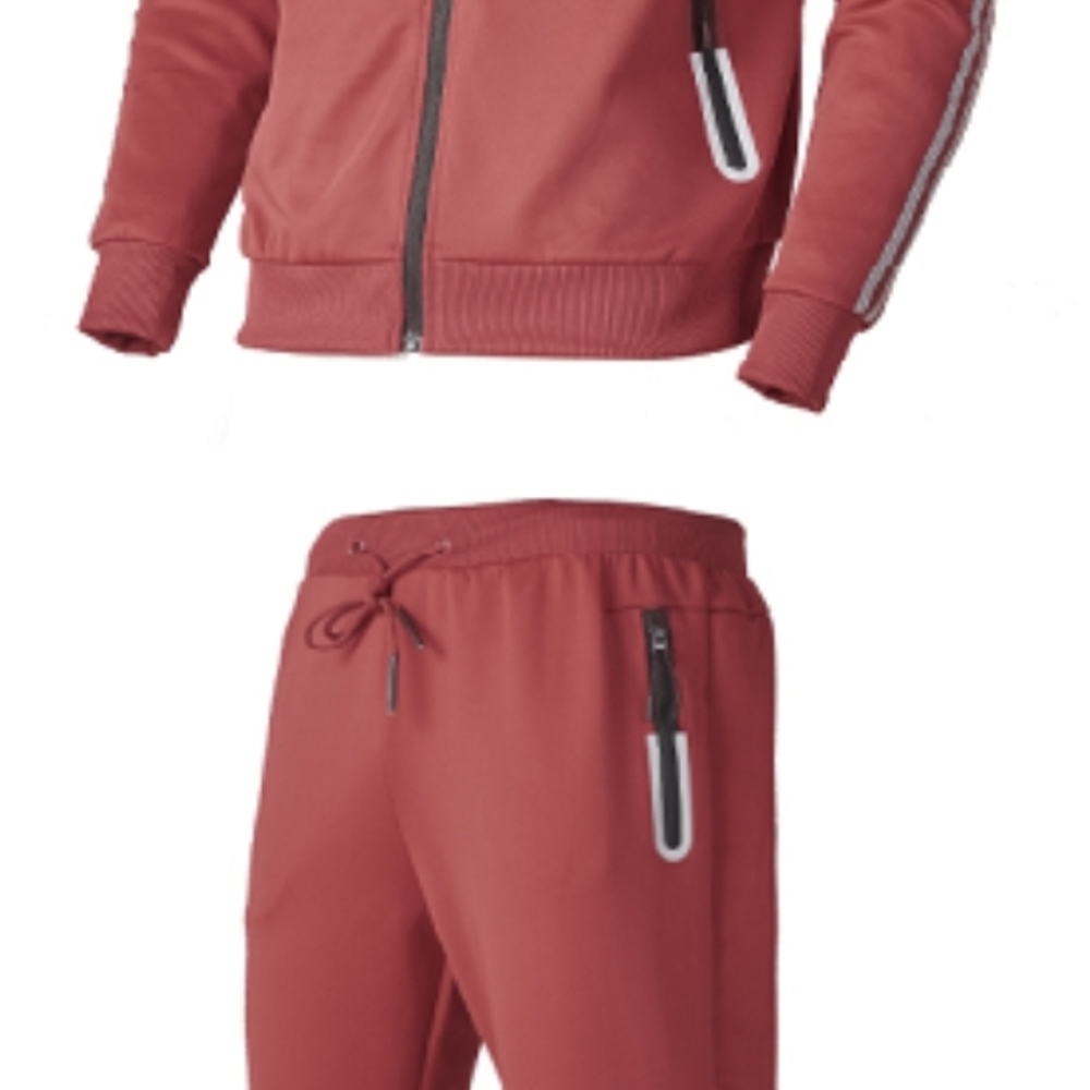 Red Tracksuit with Zipper Pockets